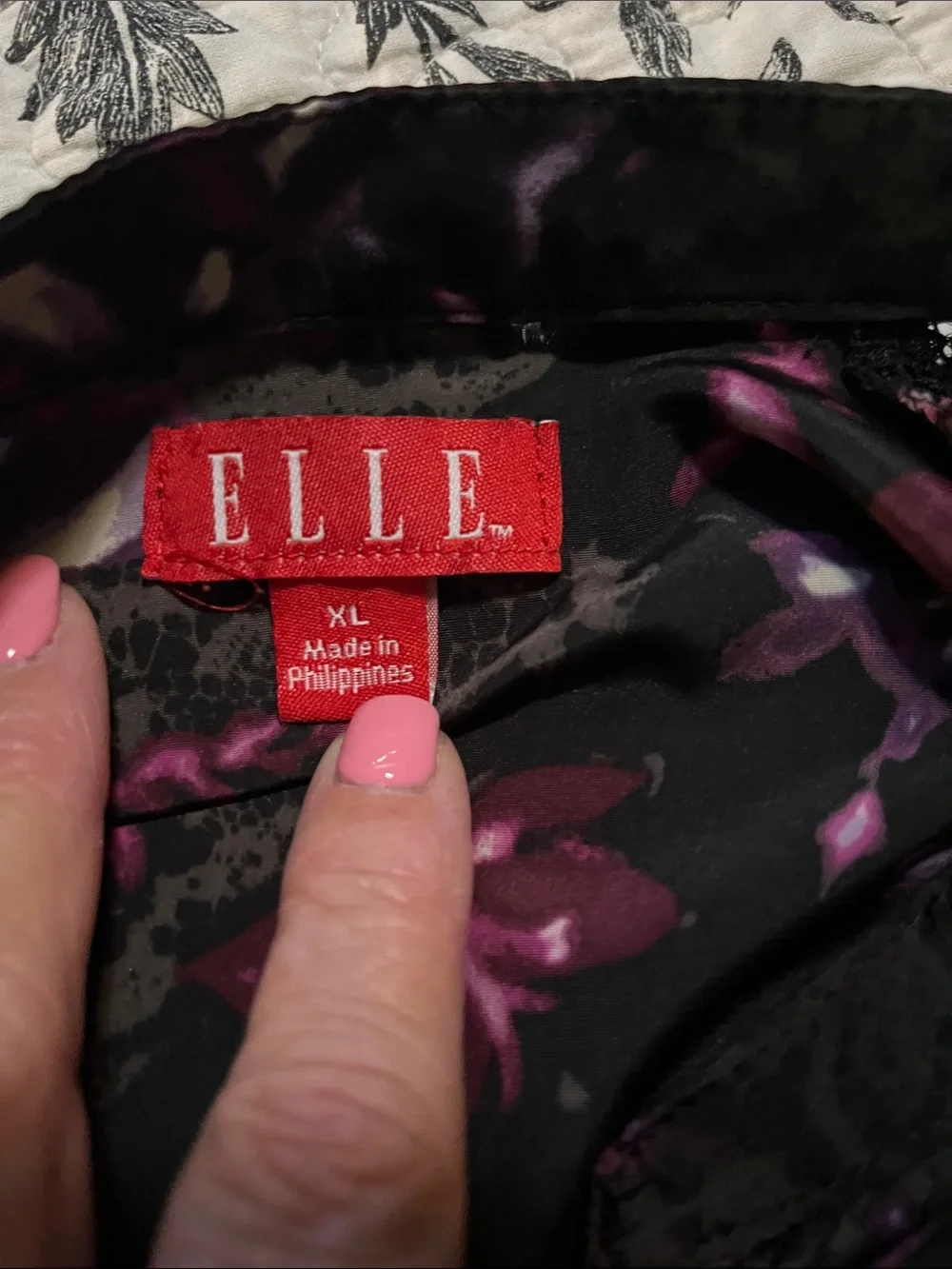 Elle Black Tunic with Pink and Purple Floral Print